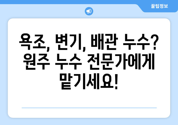 원주 화장실 천장 누수, 걱정 마세요! 욕조, 변기, 배관 누수 해결 솔루션 | 원주 누수 전문, 빠른 출장, 합리적인 비용