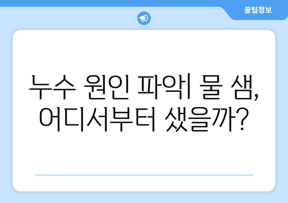 집에서 누수 발생 시, 당황하지 말고! 즉각적인 대처 방법 5가지 | 누수, 물샘, 응급처치, 수리