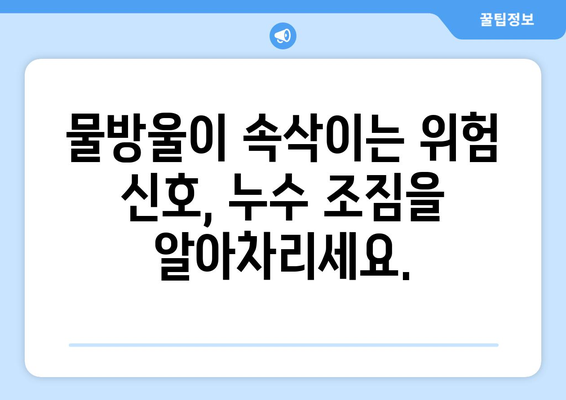 누수의 싸이렌| 지속적인 누수가 전하는 경고 신호 | 누수 징후, 원인 파악, 해결 방법, 누수 전문가