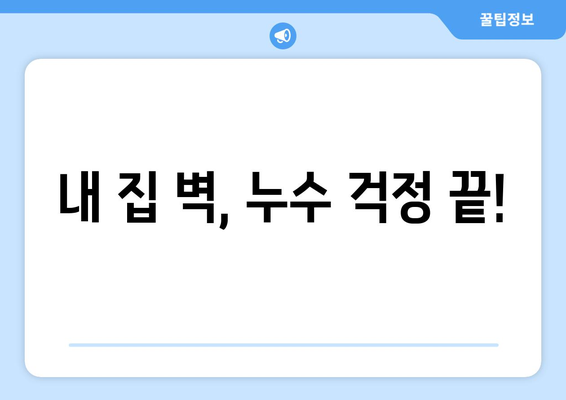 벽의 비밀| 벽 누수 해결을 위한 놀라운 팁  | 누수 원인, 해결 방법, 예방 가이드