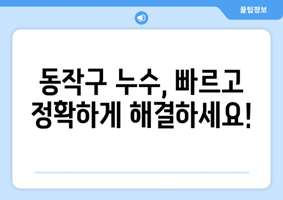 동작구 누수 탐지| 신속 방문 & 전문 서비스 | 누수 원인 분석부터 완벽 해결까지