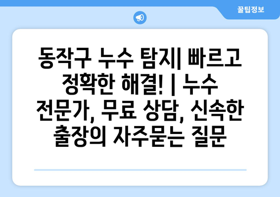 동작구 누수 탐지| 빠르고 정확한 해결! | 누수 전문가, 무료 상담, 신속한 출장