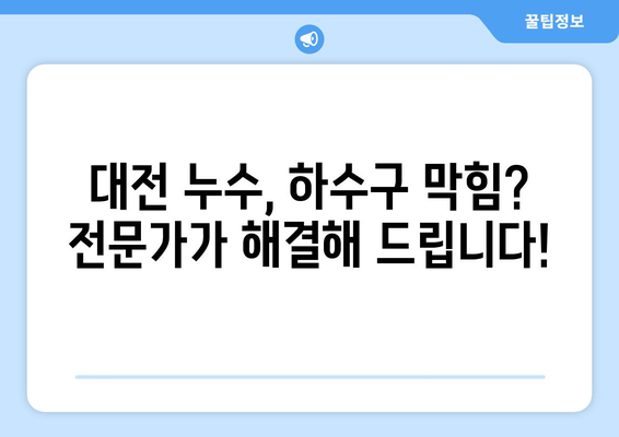 대전 누수 탐지 & 하수구 막힘 해결| 전문가가 알려주는 문제 해결 가이드 | 누수, 막힘, 배관, 수리, 전문업체, 비용