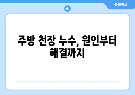 광진구 누수탐지| 미세 누수, 주방 천장에 숨은 문제 해결 가이드 | 누수 원인, 탐지 방법, 전문 업체 추천