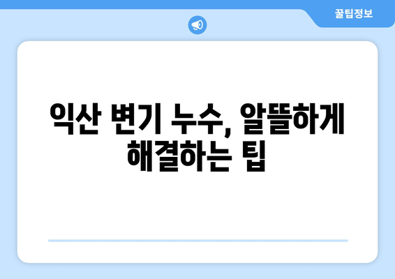 익산 변기 누수 잡는 방법| 누수 탐지부터 업체 해결까지 | 변기 누수, 익산 누수 전문 업체, 누수 해결 팁