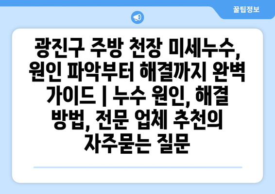 광진구 주방 천장 미세누수, 원인 파악부터 해결까지 완벽 가이드 | 누수 원인, 해결 방법, 전문 업체 추천