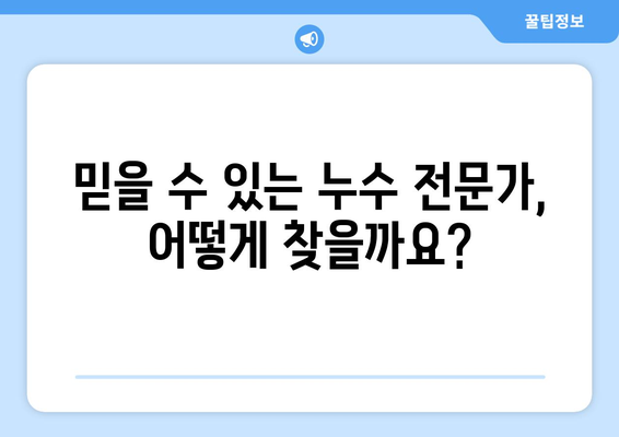 지속적인 누수, 이제 전문가의 조언으로 해결하세요! | 누수 원인 분석, 해결 방법, 전문가 추천