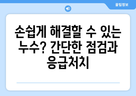 누수 발생했을 때, 당황하지 말고 즉시 확인하고 조치하세요! | 누수 원인, 대처 방법, 전문가 도움