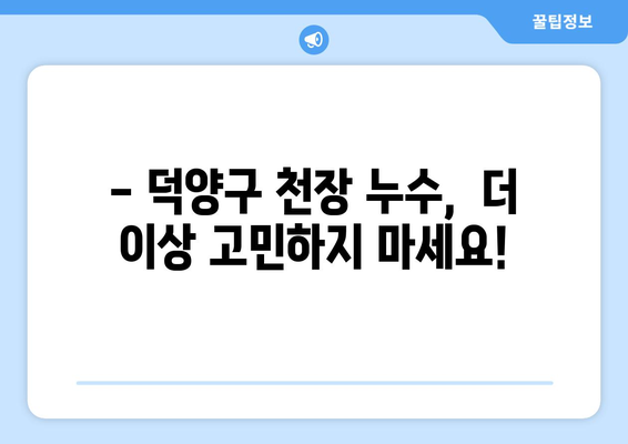 덕양구 천장 도배지 누수, 이렇게 해결하세요! | 누수 원인,  조치 방법, 전문 업체 추천