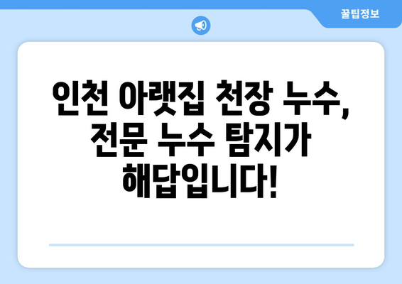 인천 아랫집 천장 누수, 전문 누수 탐지로 해결하세요! | 누수 원인 분석, 빠른 복구, 합리적인 비용