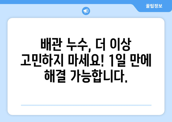 누수 걱정 끝! 1일 만에 해결하는 전문 배관 누수 탐지 & 교체 | 신속 복구, 24시간 상담, 합리적인 가격