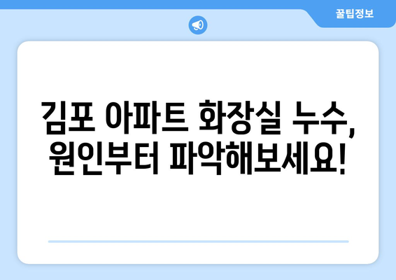 김포 아파트 화장실 누수, 이렇게 해결하세요! | 누수 원인, 해결 방법, 전문 업체 추천