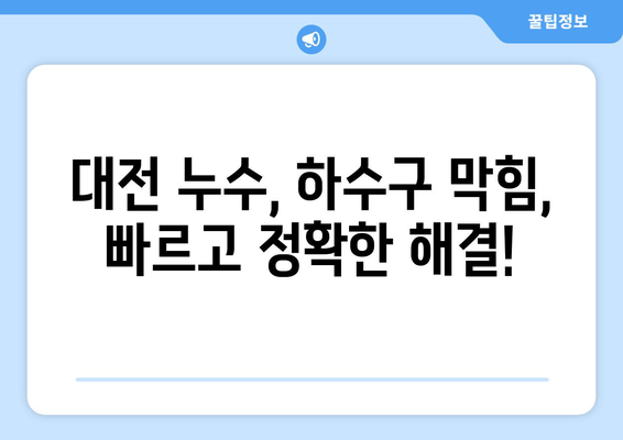 대전 누수 탐지 & 하수구 막힘 해결| 전문가가 알려주는 문제 해결 가이드 | 누수, 막힘, 배관, 수리, 전문업체, 비용