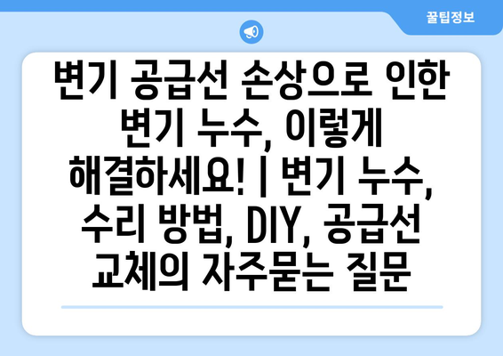 변기 공급선 손상으로 인한 변기 누수, 이렇게 해결하세요! | 변기 누수, 수리 방법, DIY, 공급선 교체