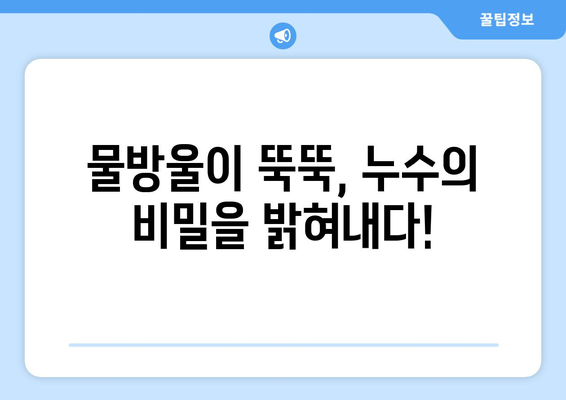 지속적인 누수, 그 원인을 파헤쳐보세요! | 누수 원인 분석, 해결 방안, 전문가 조언