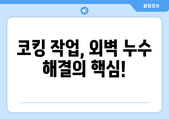 외벽 누수, 코킹으로 말끔하게 해결하세요! | 외벽 누수 해결, 코킹 작업, 방수 작업, 누수 원인, DIY 팁