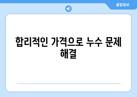 연수구 누수 걱정 끝! 합리적인 가격으로 완벽 해결 | 누수탐지, 누수공사, 전문업체, 저렴한 가격