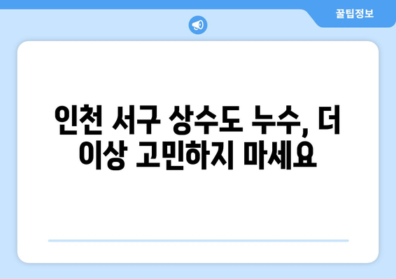 인천 서구 상수도 배관 누수 잡는 최고의 방법| 누수탐지 전문가와 해결하세요 | 누수 문제, 누수 탐지, 배관 수리, 인천 서구