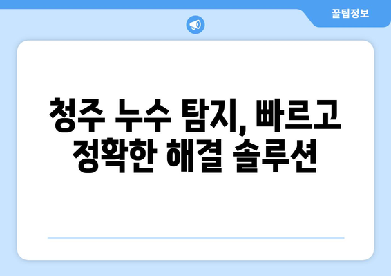 청주 누수 탐지| 부동전 교체부터 화장실 시공까지 | 누수 원인 분석, 전문가 해결 솔루션