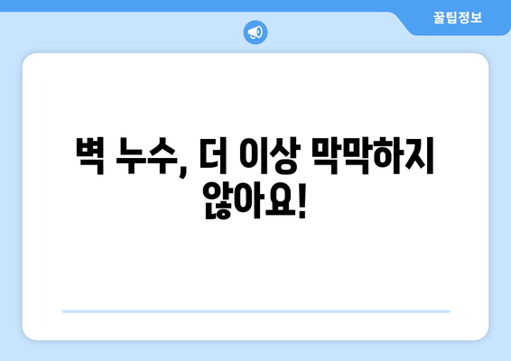 벽의 비밀| 벽 누수 해결을 위한 놀라운 팁  | 누수 원인, 해결 방법, 예방 가이드