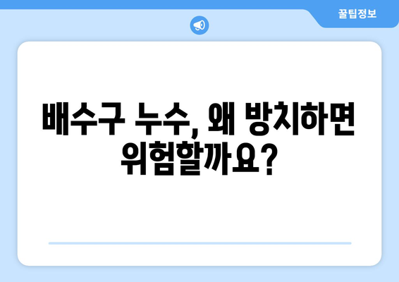 배수구 누수, 더 이상 방치하지 마세요! 누수탐지의 중요성과 해결 방안 | 누수, 배수구, 탐지, 방지, 해결