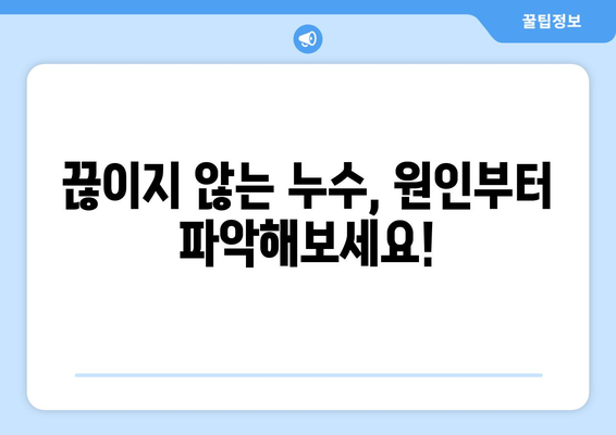 지속적인 누수, 이제 전문가의 조언으로 해결하세요! | 누수 원인 분석, 해결 방법, 전문가 추천