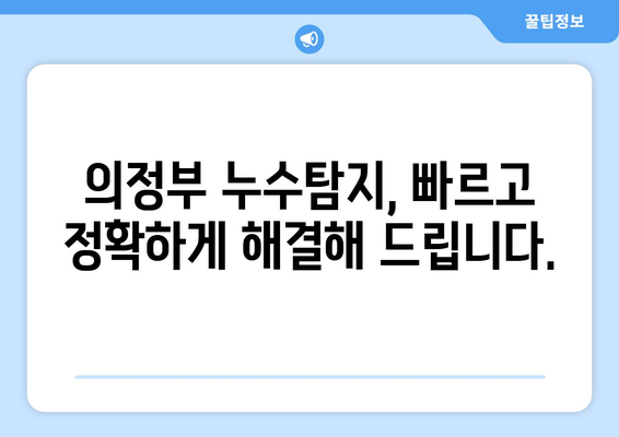 의정부 보일러 누수, 더 이상 걱정하지 마세요! | 의정부 누수탐지 전문가, 확실한 해결, 무료 상담