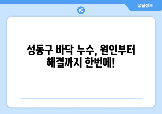 성동구 바닥 배관 누수, 물샘 원인 파악하고 해결하세요! | 누수탐지, 배관공사, 손쉬운 해결 팁