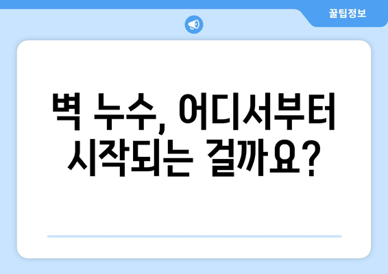 벽과의 대화| 벽 누수 원인 진단 & 해결 가이드 | 누수, 벽, 원인 분석, 해결 방법, 수리 팁