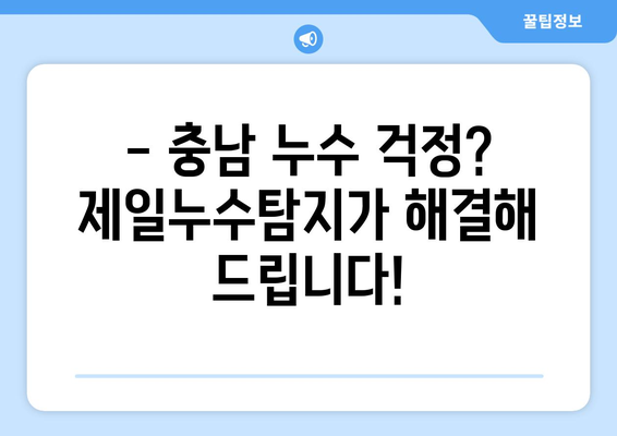 충남 전역 누수 걱정 끝! 제일누수탐지의 안심 시공 | 누수탐지, 배관공사, 24시간 출동