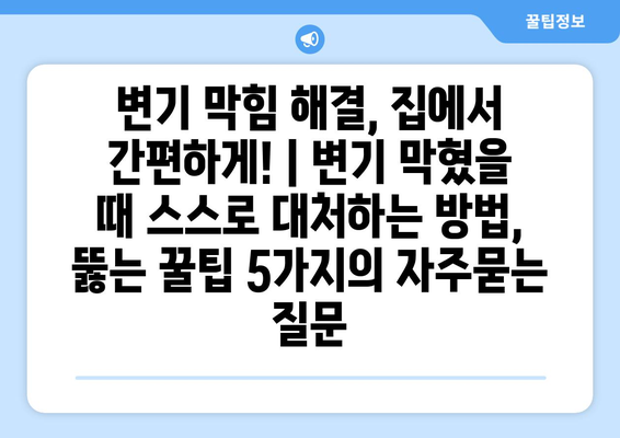 변기 막힘 해결, 집에서 간편하게! | 변기 막혔을 때 스스로 대처하는 방법, 뚫는 꿀팁 5가지