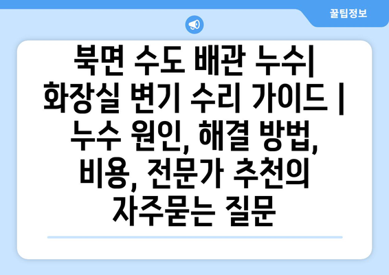 북면 수도 배관 누수| 화장실 변기 수리 가이드 | 누수 원인, 해결 방법, 비용, 전문가 추천