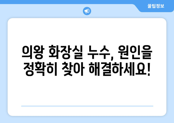 의왕 화장실 바닥 누수, 잡기 힘들었던 경험은 이제 그만! | 누수탐지, 방수 시공 전문