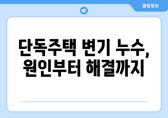 단독주택 변기 누수 해결| 누수 탐지부터 수리까지 완벽 가이드 | 변기 누수, 누수 탐지, 수리, 단독주택, DIY