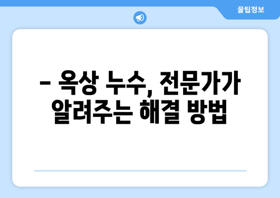 옥상 누수, 비 오는 날마다 불안하신가요? | 옥상 누수 전문가, 해결 솔루션과 비용 안내