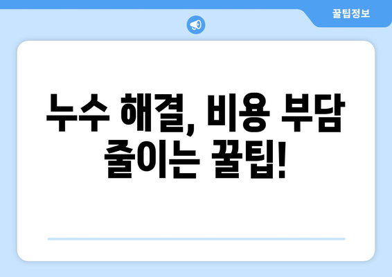 지속적인 누수, 이제 그만! 집주인을 위한 비용 효율적인 해결책 가이드 | 누수 원인, 해결 방법, 비용 절감 팁