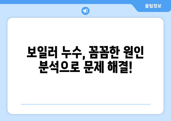 보일러 누수 범인 찾기| 원인 분석부터 해결까지 완벽 가이드 | 누수 원인, 해결 방법, 보일러 수리, 겨울철 보일러 관리