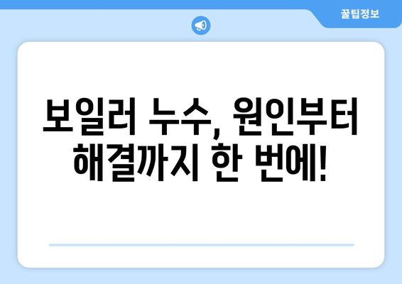 보일러 누수 범인 찾기| 원인 분석부터 해결까지 완벽 가이드 | 누수 원인, 해결 방법, 보일러 수리, 겨울철 보일러 관리