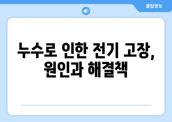 누수 탐지와 함께 해결하는 전기 고장 & 수리 가이드 | 누수, 전기 고장, 수리, 문제 해결