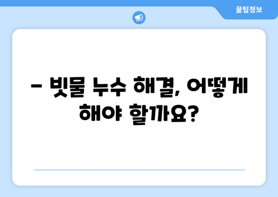 하수관 누수 해결| 빗물 누수의 문제 종식 | 빗물 유입, 누수 원인, 해결 방법, 비용, 주의 사항