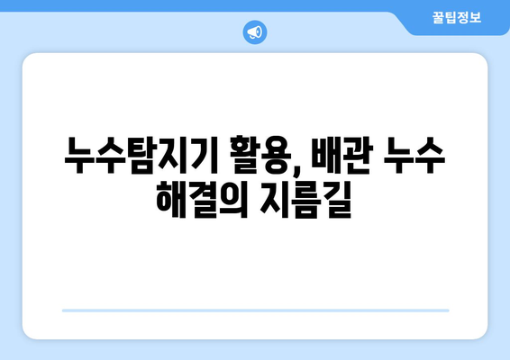 수도배관 누수, 이제 걱정 끝! 손쉬운 누수탐지기 활용 가이드 | 누수탐지, 배관 누수, 누수 해결 팁