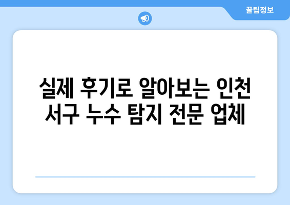 인천 서구 수도관 누수 잡는 방법| 빠르고 정확한 탐지와 해결 | 누수탐지 전문업체, 비용, 견적, 추천, 후기