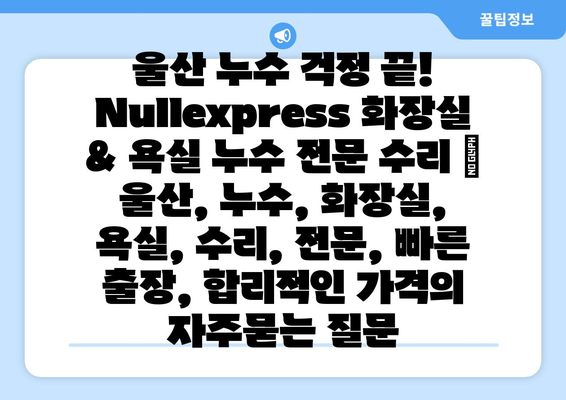 울산 누수 걱정 끝! Nullexpress 화장실 & 욕실 누수 전문 수리 | 울산, 누수, 화장실, 욕실, 수리, 전문, 빠른 출장, 합리적인 가격