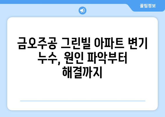 금오주공 그린빌 아파트 변기 누수 해결 가이드| 다양한 누수 유형과 해결 방법 | 변기 누수, 누수 문제, 수리,  금오주공 그린빌