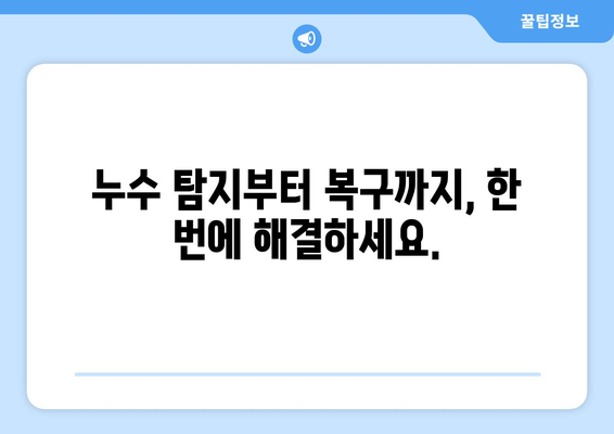 대전 누수 걱정 끝! 탐지부터 복구까지 완벽 해결 | 누수 탐지, 누수 복구, 대전 누수 전문, 누수 원인, 누수 증상, 비용 견적