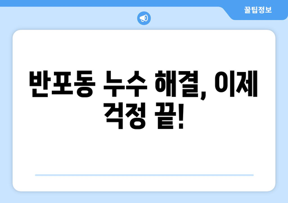 반포동 수도 배관 누수, 더 이상 고민하지 마세요! 누수 탐지부터 완벽 수리까지 | 반포동 누수 전문, 빠르고 정확한 해결