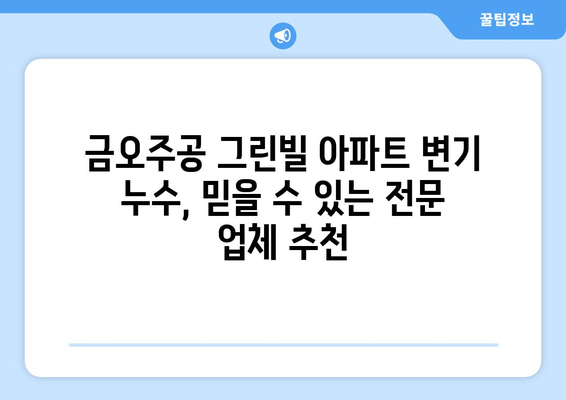 금오주공 그린빌 아파트 변기 누수 해결 가이드| 다양한 누수 유형과 해결 방법 | 변기 누수, 누수 문제, 수리,  금오주공 그린빌