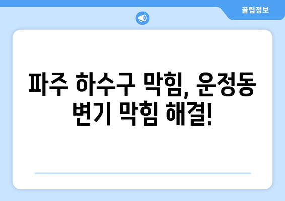 파주 하수구 막힘, 운정동 변기 막힘, 싱크대 누수 해결| 즉각적인 해결 방안 및 전문 업체 추천 | 파주, 운정동, 배관, 누수, 막힘, 긴급 출장, 24시간